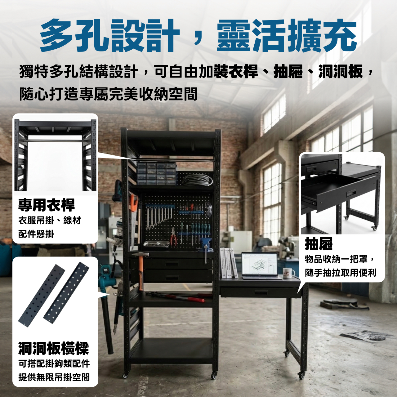 0.8m 輕倉貨架可自由串接，高載重、方便理貨、適合網拍賣家、家庭倉庫收納、越串越省CP值爆表！